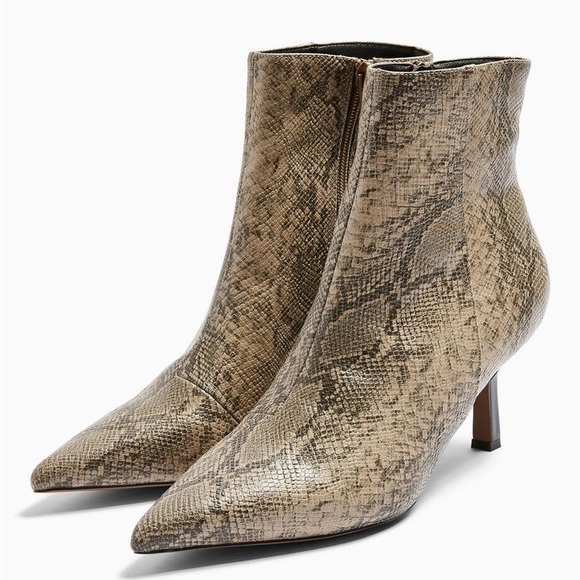 Topshop MACI Snake Print Pointed Boots - Picture 1 of 5